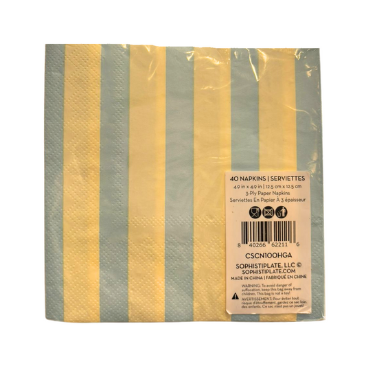 Servilletas Sugarplum Party – Azul con Amarillo Líneas