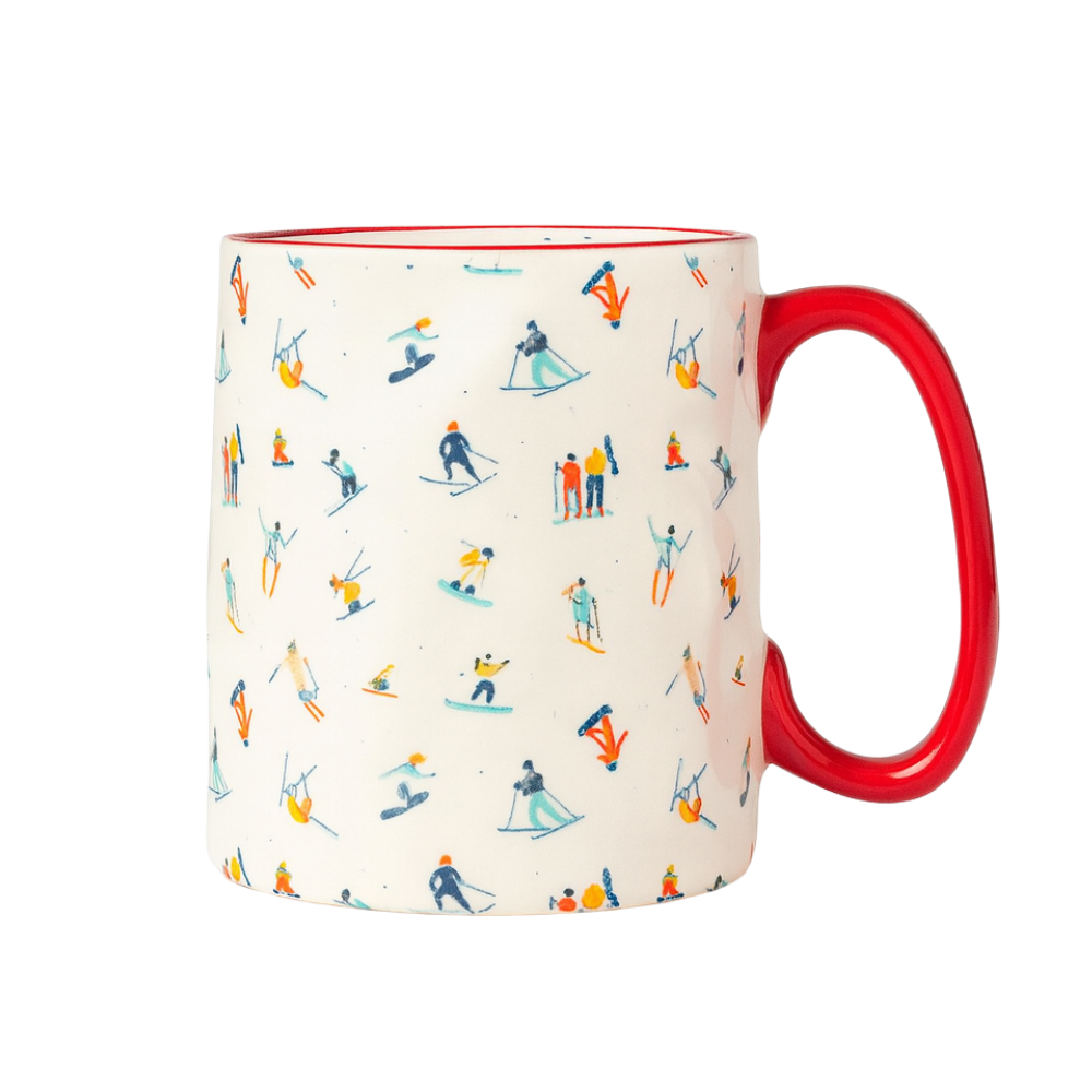 Jarro Blanco con Rojo – Personas Esquiando