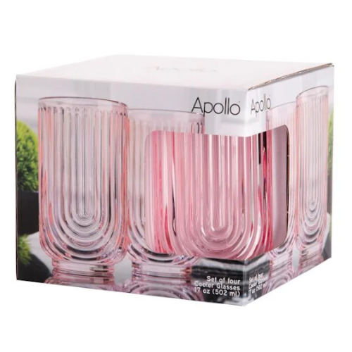 Vasos Rosa Rubor Apollo – Set de 4