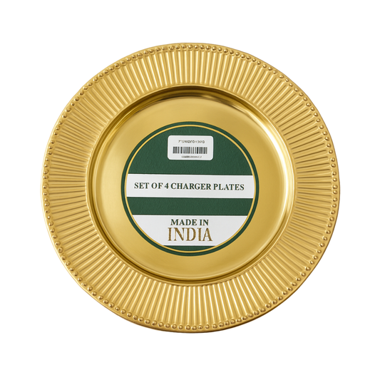 Platos Metálicos Dorados con Líneas – Set de 4