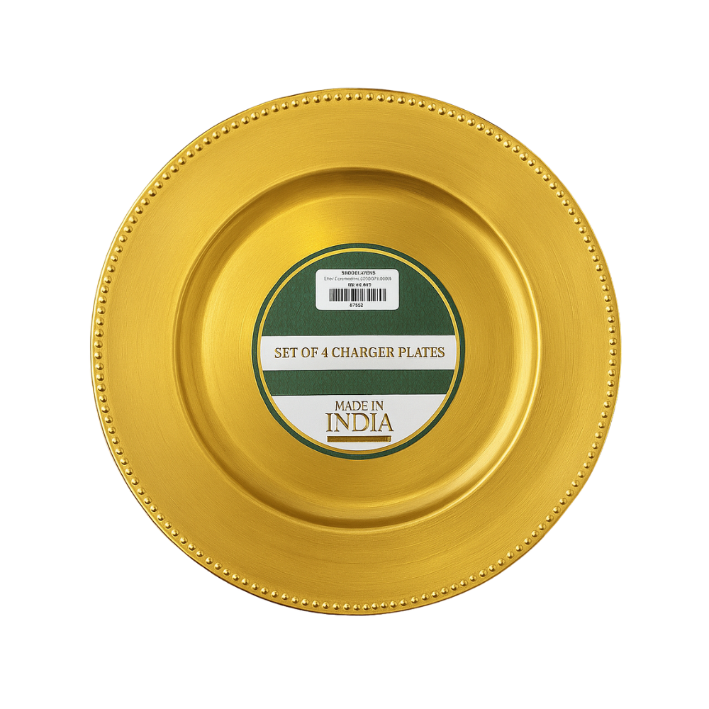 Platos Metálicos Dorados con Puntos – Set de 4