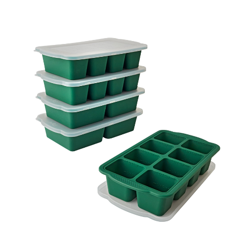 Set de 5 Bandejas de Silicona con Tapa para Congelador