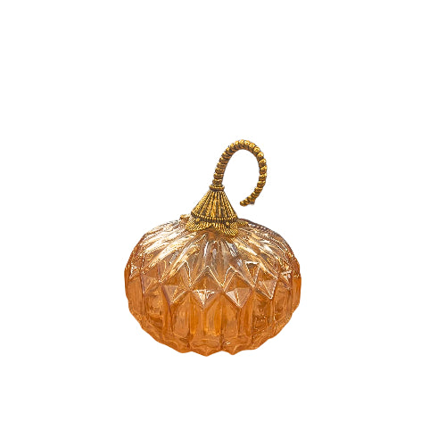 Calabaza Decorativa Naranja de Vidrio con Tallo Dorado – Martha Stewart