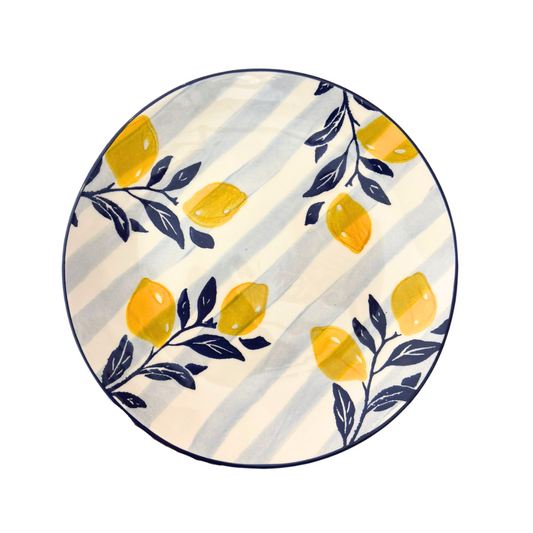 Plato Tendido Limones Borde Azul - Set de 4