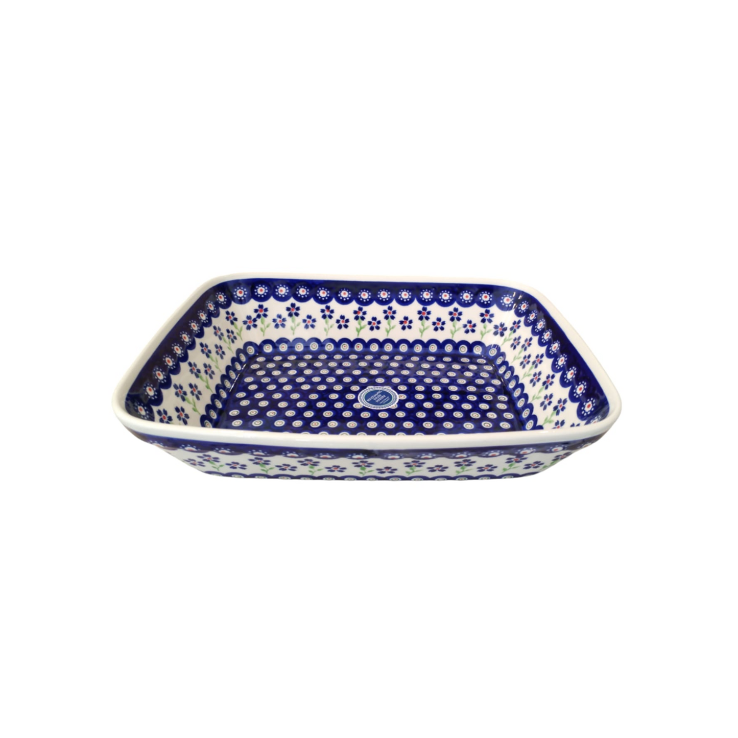 Refractario Azul Floreado - Polish Pottery