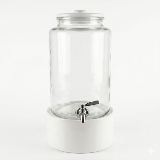 Dispensador de Bebidas de Vidrio con Base de Cerámica – 2.2 Galones