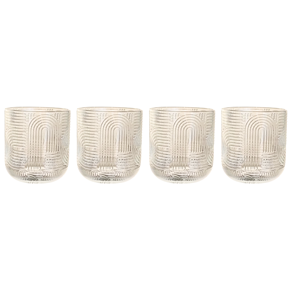 Vasos Transparentes con Líneas - Set de 4
