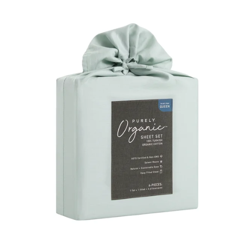 Sábanas Algodón Orgánico 300 Hilos Queen - Dusty Blue