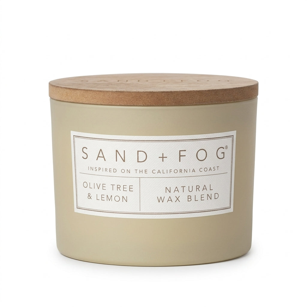 Vela Aromática Olive Tree & Lemon – Sand + Fog