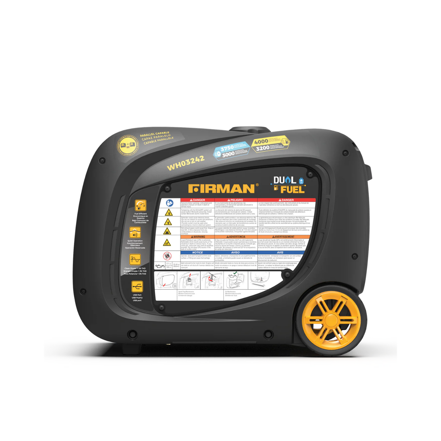 WH03242 - Generador Inversor a Combustible Dual Firman 4000W