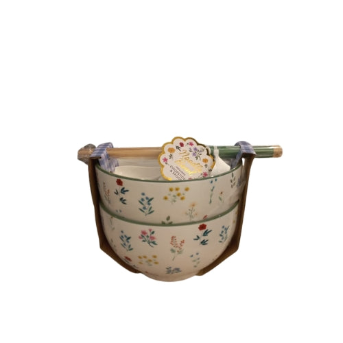 Set de 2 Bowls para Noodles con Palillos y Cucharas
