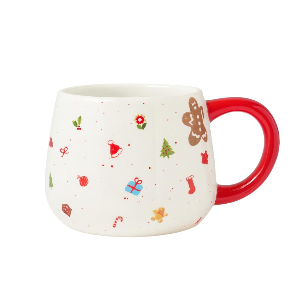 Jarro Detalles Navidad – Blanco con Mango Rojo