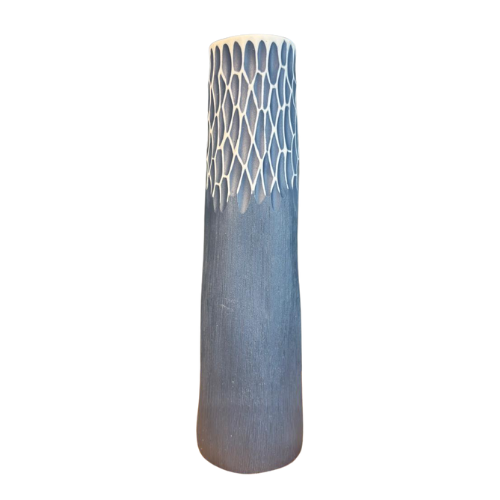 Florero Koza M Blue Carved Gradient – Cerámica