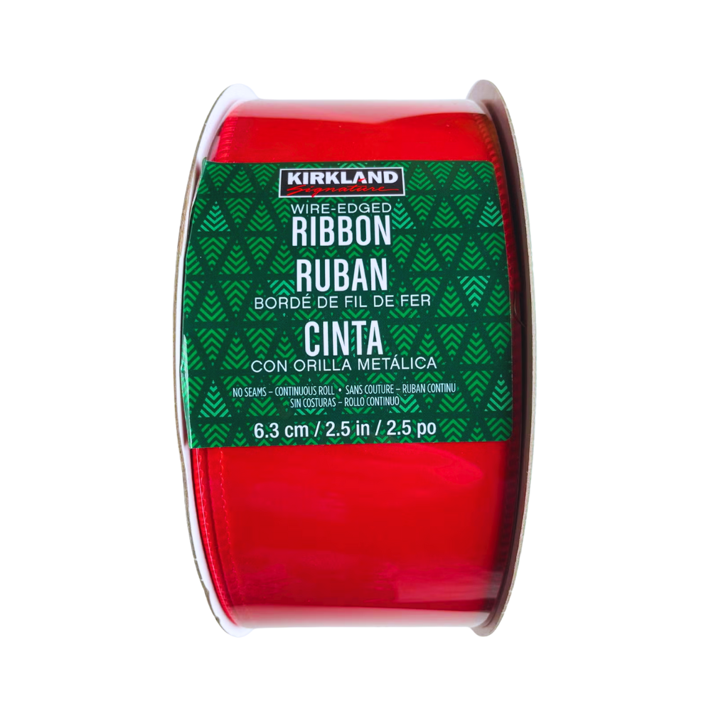 Cinta Navideña con Orilla Metálica Roja – Rollo