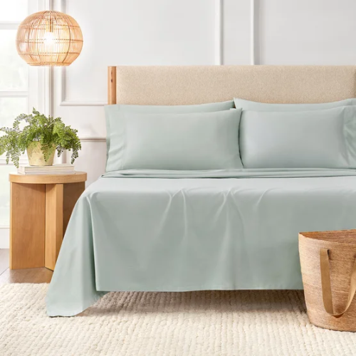 Sábanas Algodón Orgánico 300 Hilos Queen - Dusty Blue