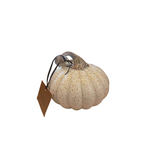 Calabaza Decorativa Blanca de Vidrio con Glitter Dorado – Nicole Miller