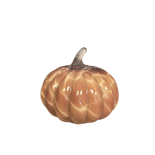 Calabaza Decorativa de Vidrio con Efecto Marmoleado y Luz Interior
