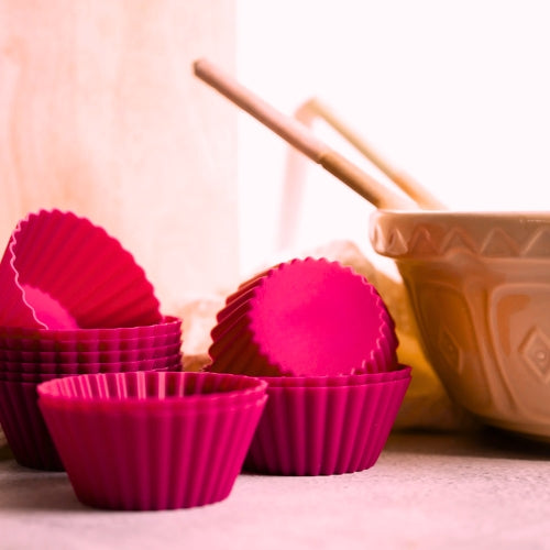 Set de 12 Moldes de Silicona para Hornear – Color Rosa