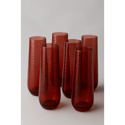 Vasos Champagne Rojo 9.5 Oz – Set de 6