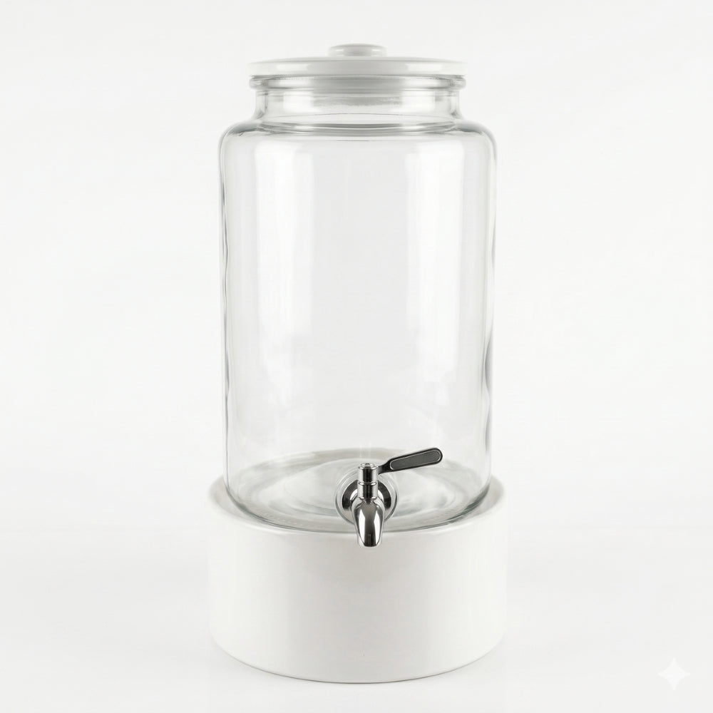 Dispensador de Bebidas de Vidrio con Base de Cerámica – 2.2 Galones