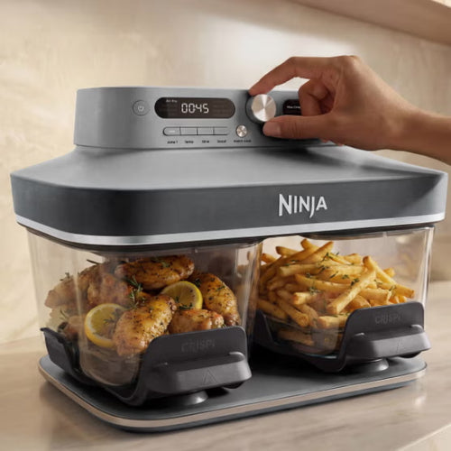 Ninja Crispi DualZone – Freidora de Aire de 2 Canastas de Vidrio