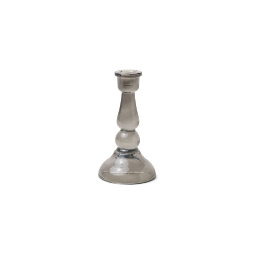 CANDELABRO CONICO DE VIDRIO ALTO NEGRO CERAMICA