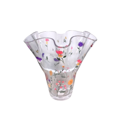 Florero de Vidrio Diseño Floral - Pintado a Mano