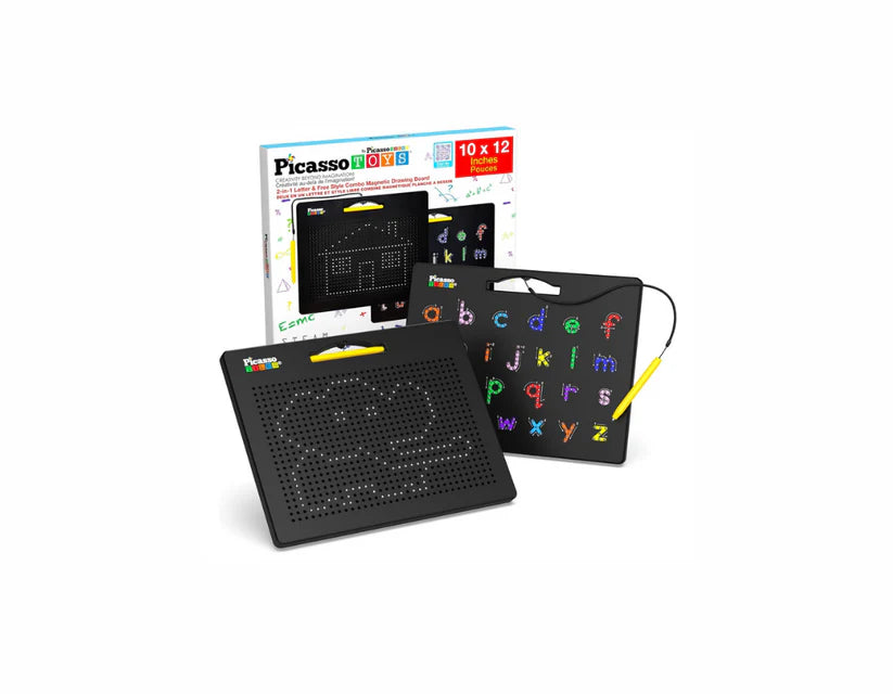 PicassoTiles – Tablero De Dibujo Magnético 2 En 1 Con Alfabeto Y Estilo Libre
